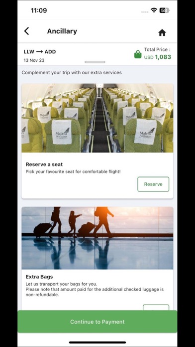 Malawi Airlines Screenshot