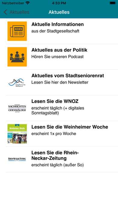 SeniorenApp Weinheim Screenshot