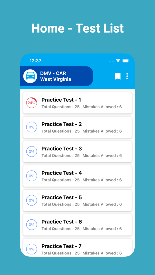 WV DMV Permit Test Practice - 1.5 - (iOS)