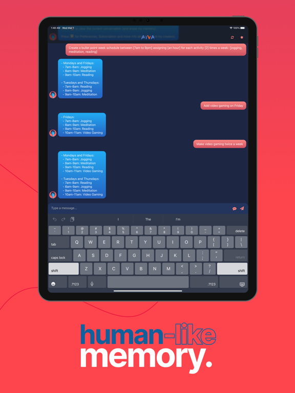 Aiva: AI Virtual Assistant iPad screenshot 6 - Productivity app