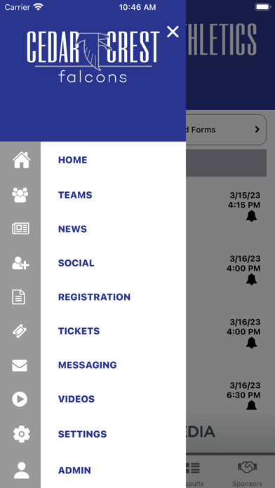 Cedar Crest Falcons Athletics Screenshot