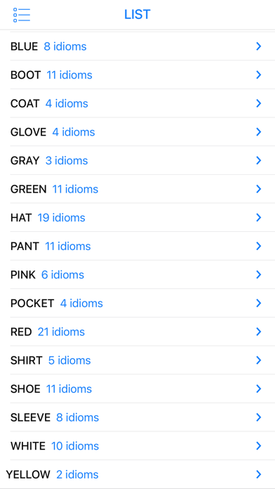Clothing & Color idioms Screenshot