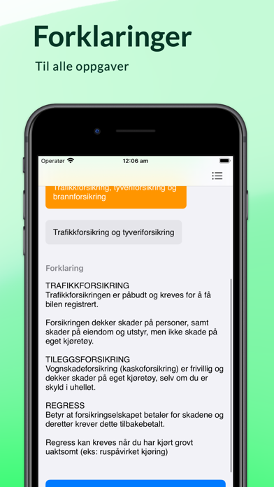 Teoriappen: teoritentamen Screenshot