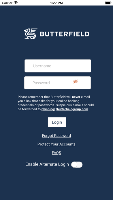 Butterfield Online Banking Screenshot