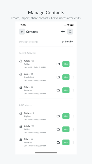 Ziyara: Contact Management Screenshot