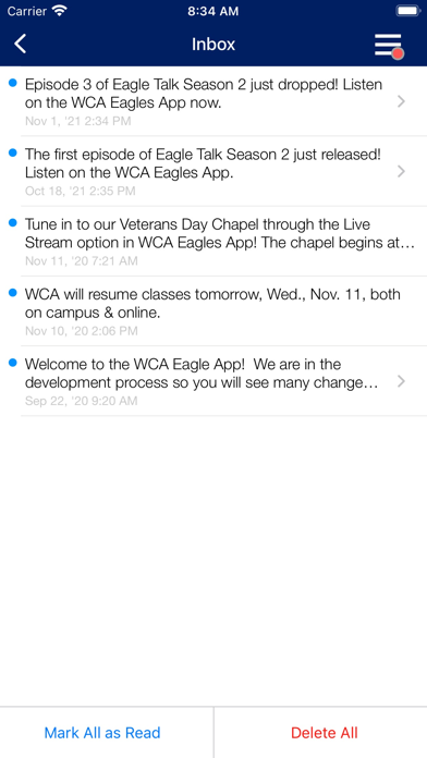 WCA Eagles App Screenshot