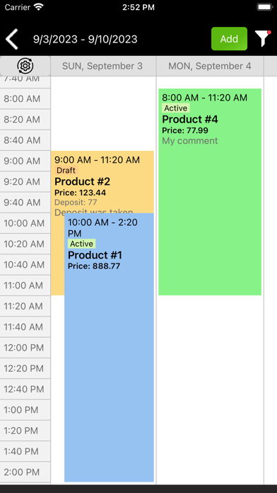 Tenant rental calendar Screenshot