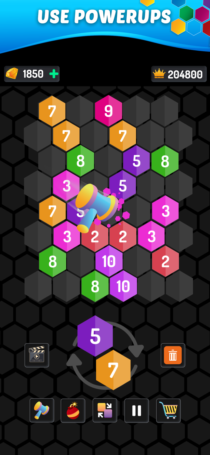 Merge Hexa Number Puzzle Game