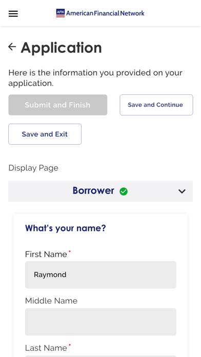 AFN Borrower Portal Screenshot