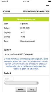 baanreserveren iphone screenshot 2