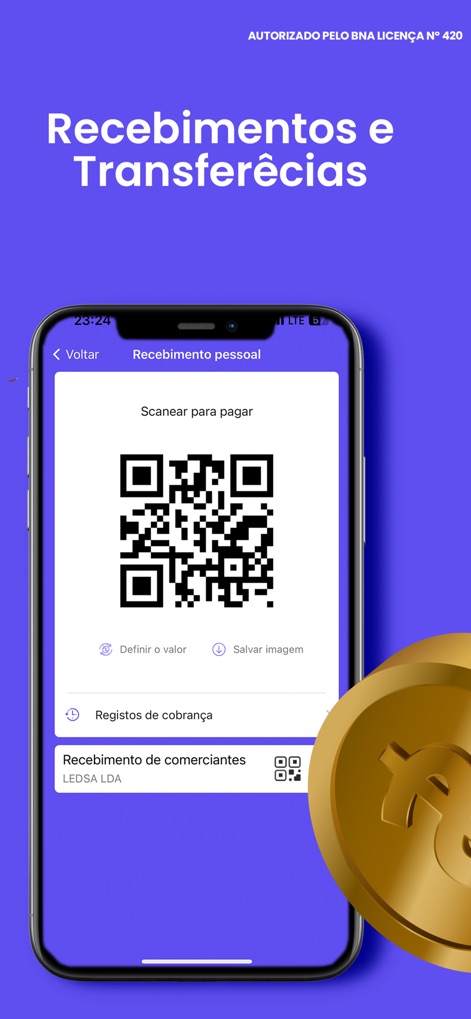 PayPay AO - The app streamlines payments and receipts through its integrated QR code functionality and options to 'Definir o valor', ensuring quick and secure transactions.
