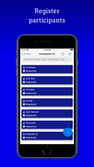 Guest Listing,Register,CheckIn Screenshot