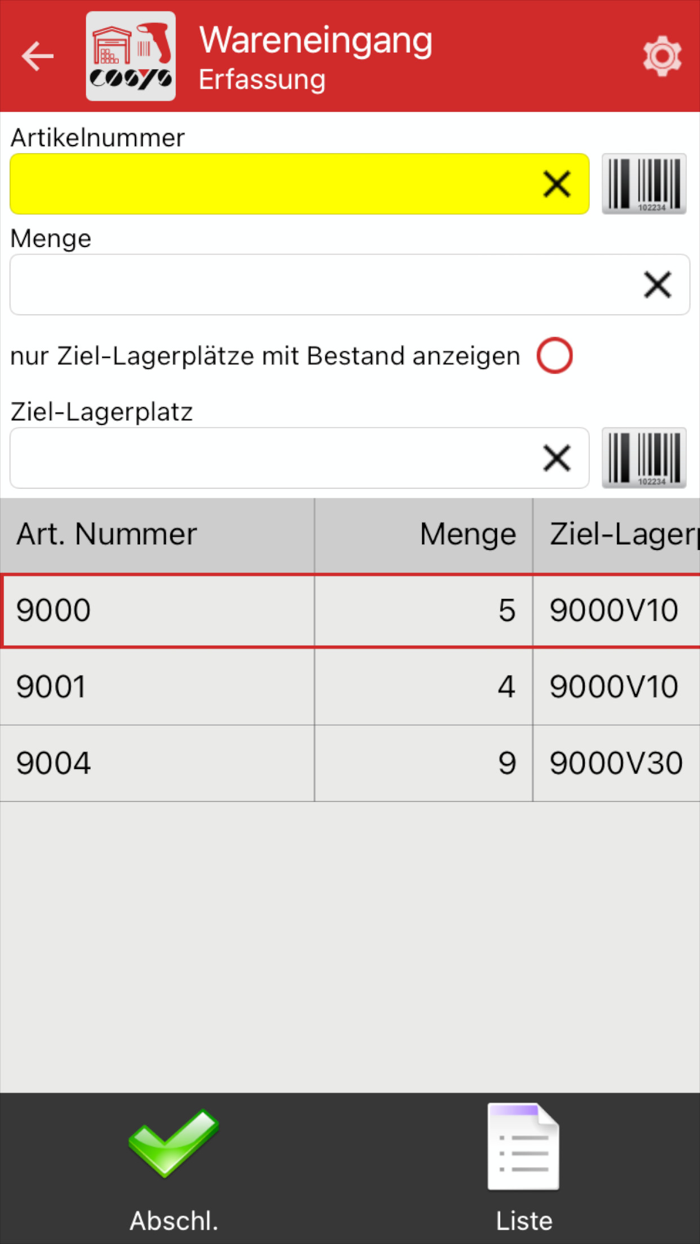 COSYS Bestandsführung