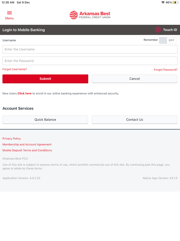 Screenshot #4 pour Arkansas Best FCU Mobile App