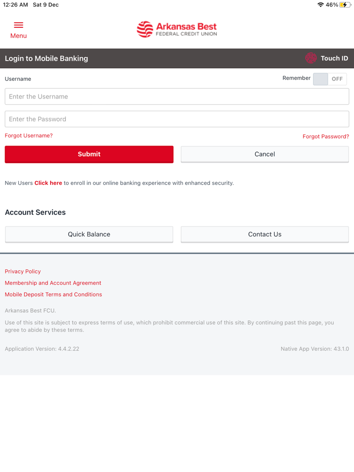 Arkansas Best FCU Mobile App