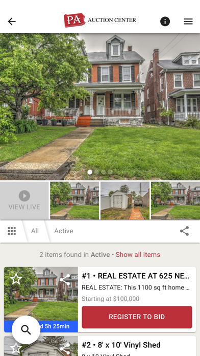 PA Auction Center Screenshot
