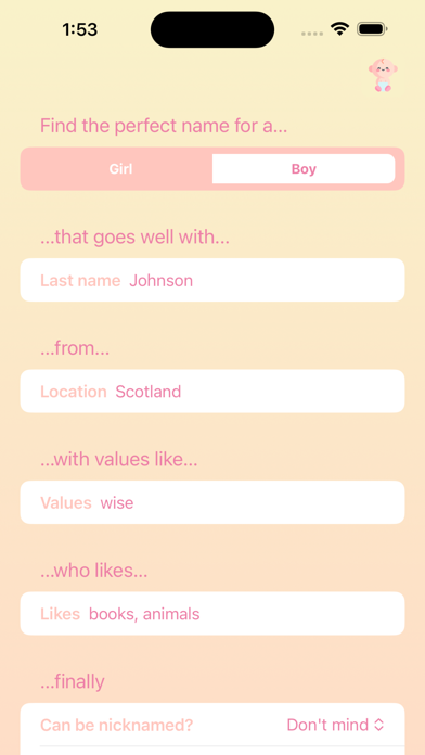 My Perfect Baby Name Screenshot