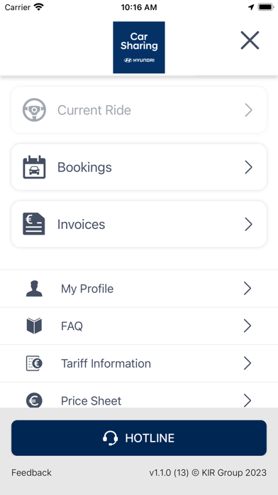 Hyundai Carsharing Screenshot