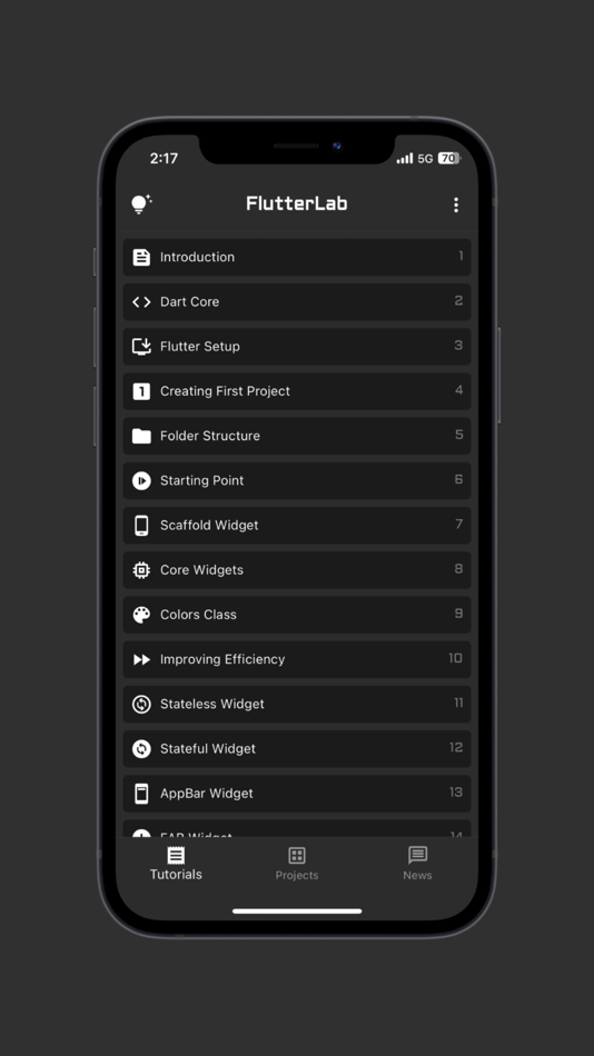 #1. FlutterLab(Pro) (iOS) Podle: Hrishi Suthar