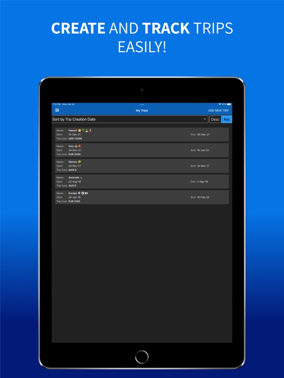SaveMyTrip - NeverFinite iPad screenshot 1 - Travel app