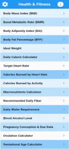 Health & Fitness Calculators screenshot #1 for iPhone