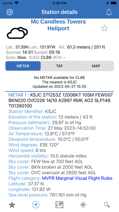 NOAA Aviation Live Sky Weather Screenshot