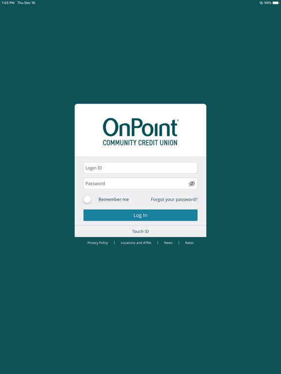 OnPoint Mobile iPad screenshot 1 - Finance app