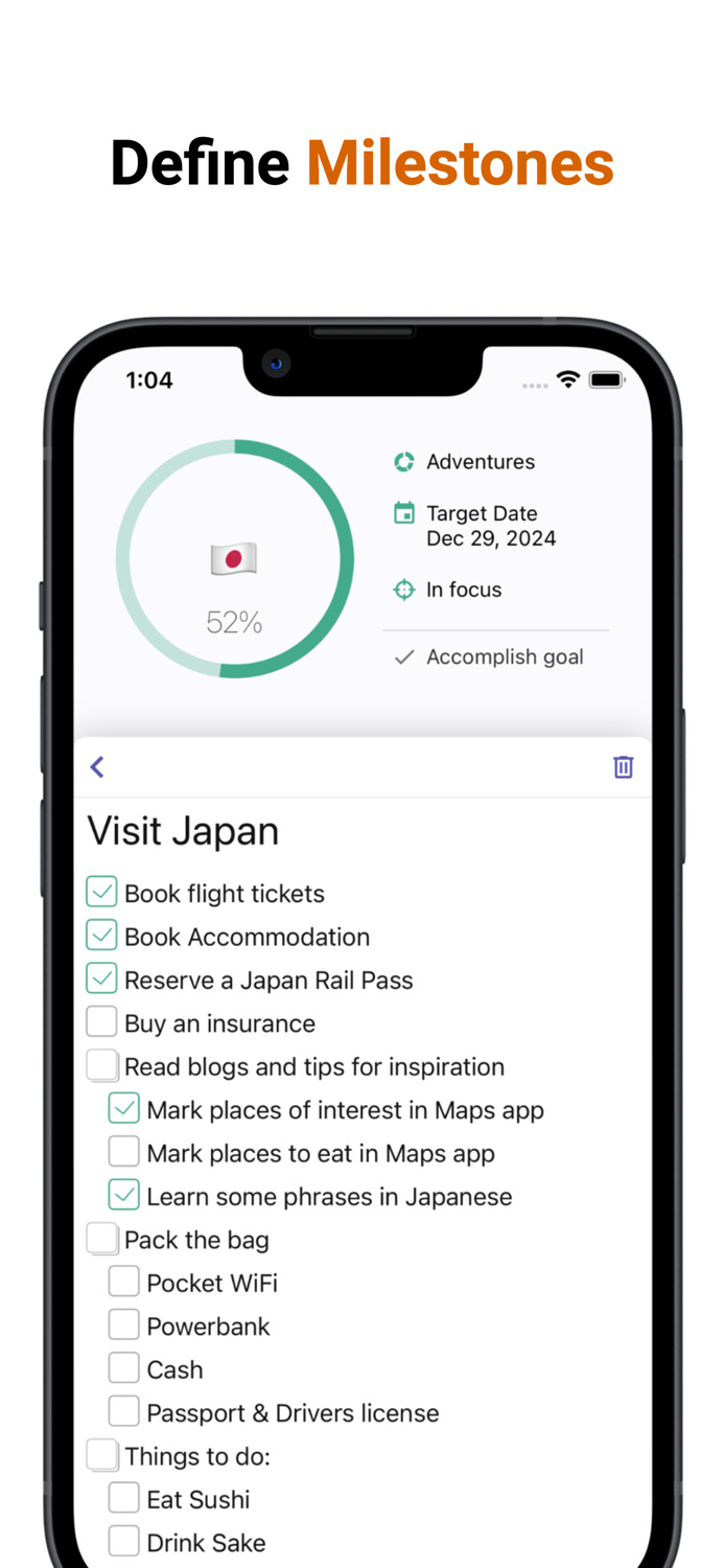 Ambitionist life goal tracker