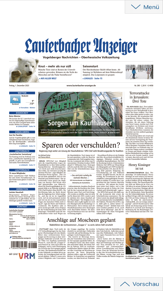 #3. Kreis-Anzeiger & LA/OZ ePaper (iOS) 由: Mittelhessische Druck- und Verlagshaus GmbH & Co. KG