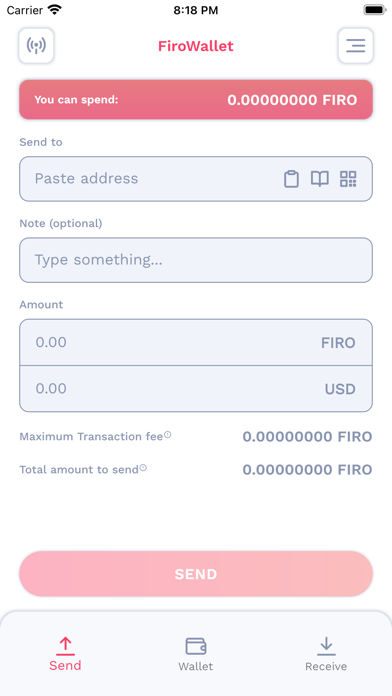 Campfire Firo Wallet Screenshot