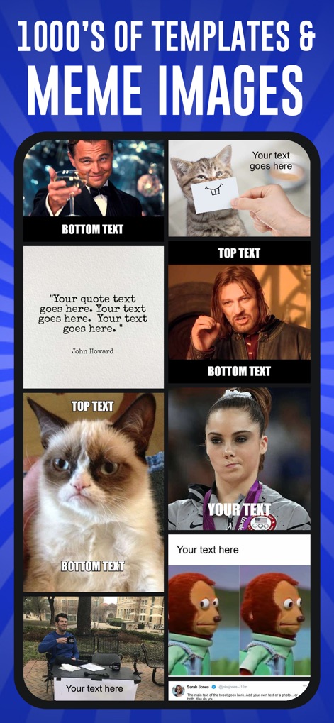 Meme Maker Pro: Make Memes - Access thousands of trending meme templates and iconic images, like the 'Leonardo DiCaprio Cheers' and 'Grumpy Cat', for instant creative inspiration.