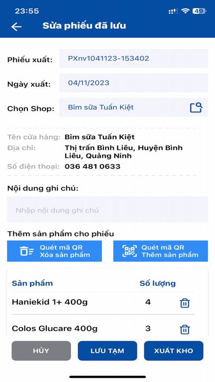 HC NPP - Xuất kho bán hàng