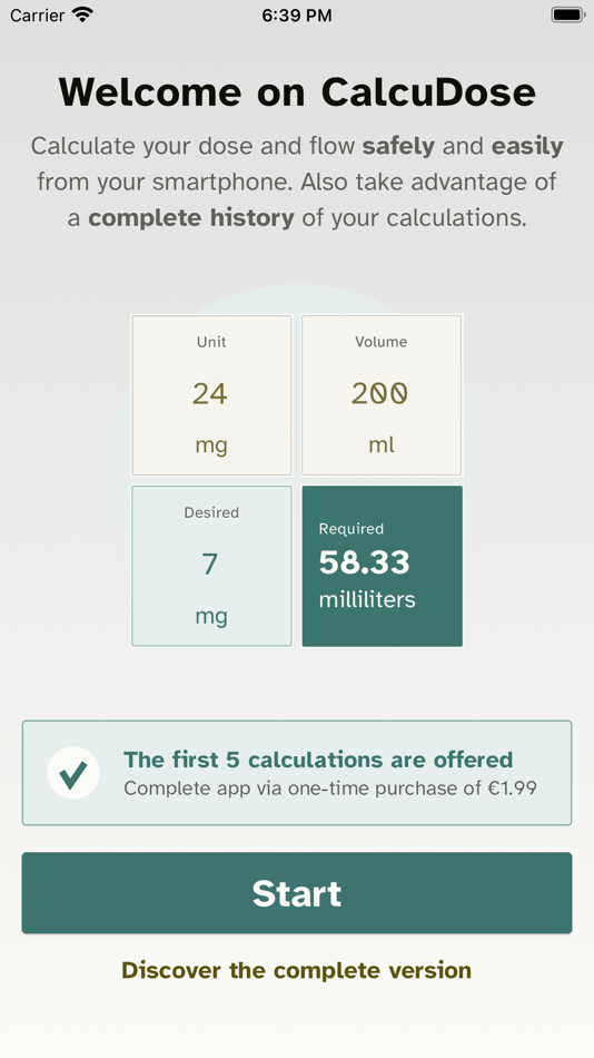 #1. CalcuDose (iOS) Ved: Quentin ROLLAND