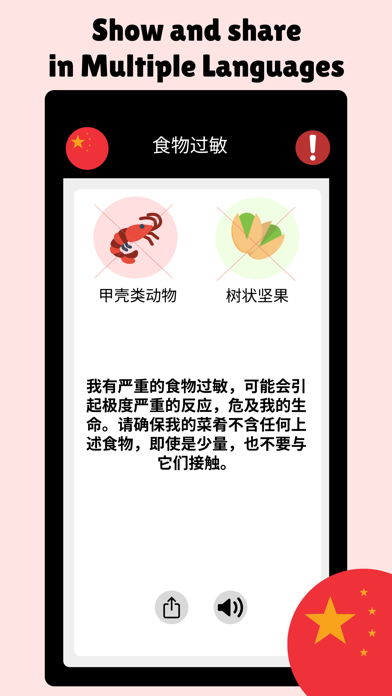 Food Allergy Card Screenshot