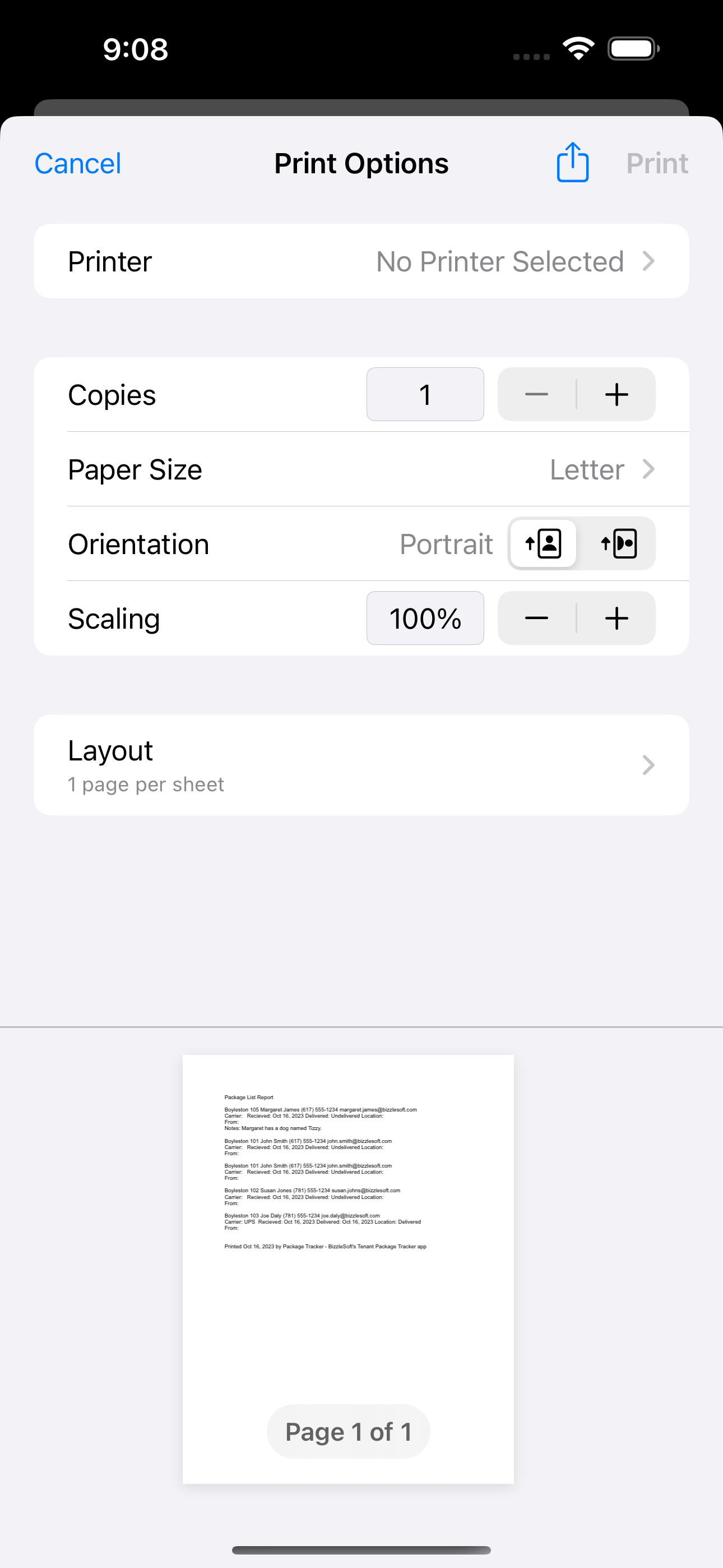 Tenant Package Tracker