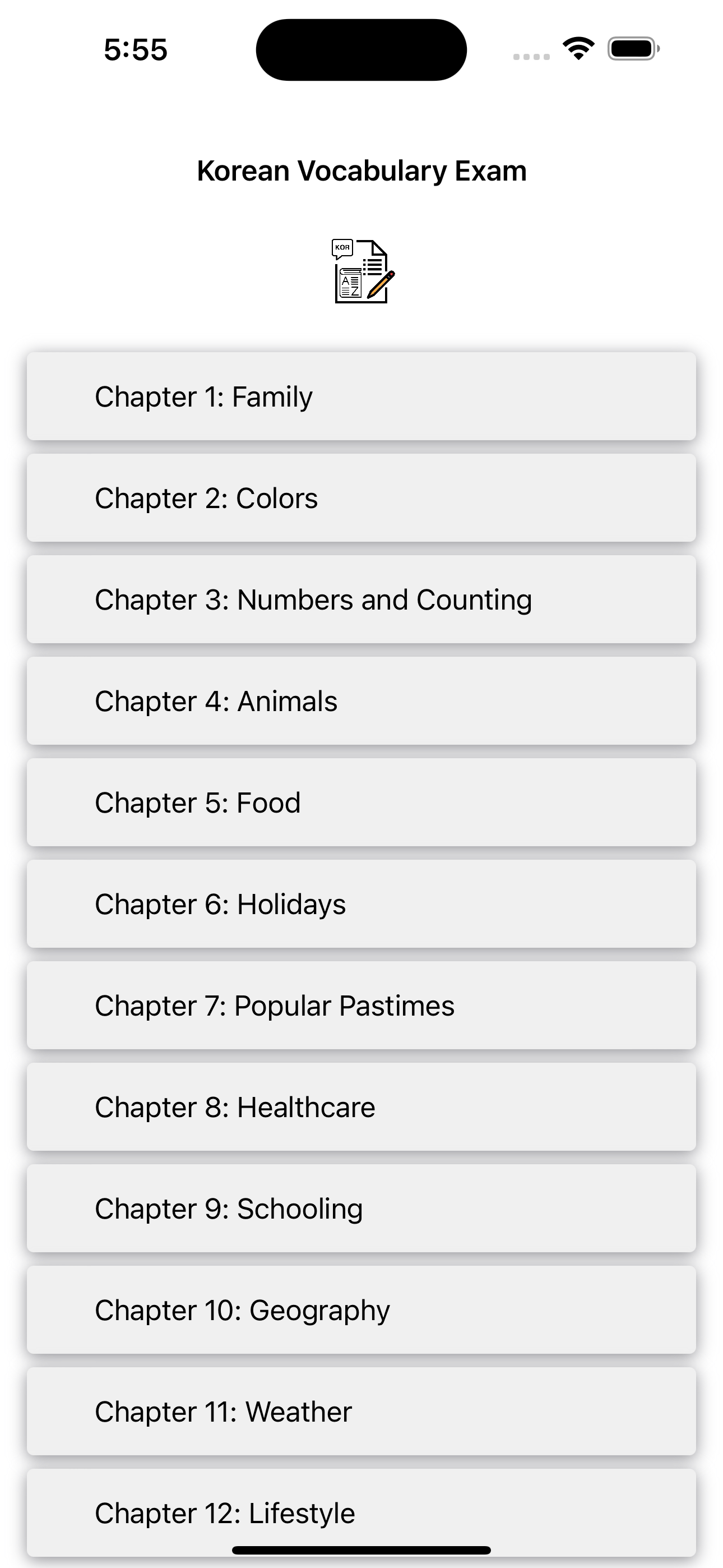 Korean Vocabulary Exam