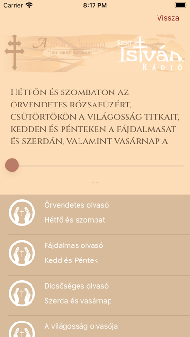 Szent István Rádió Screenshot