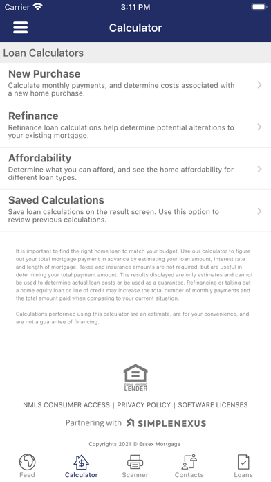 Essex Mortgage Homes Screenshot