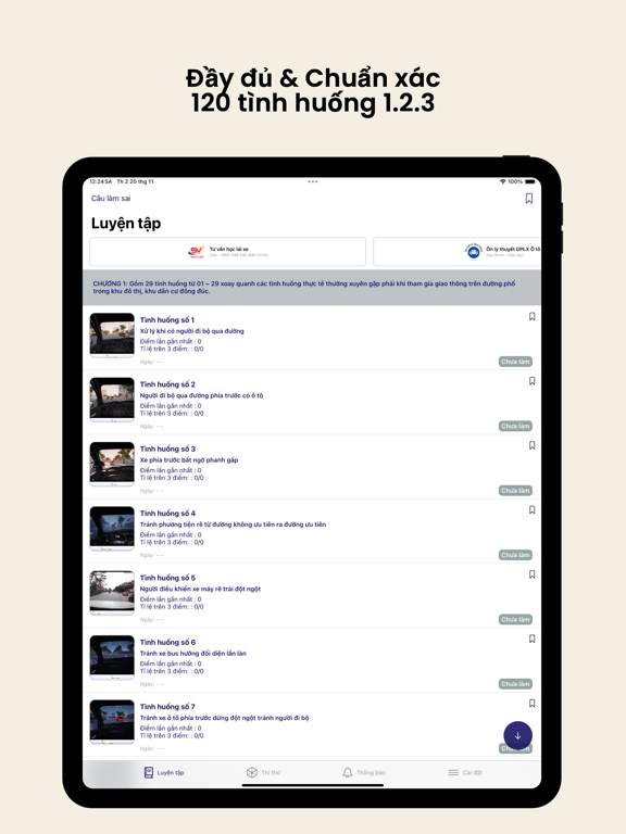 120 Câu Mô Phỏng GPLX iPad screenshot 1 - Education app