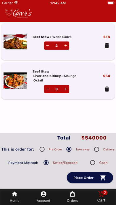 Gava's Restaurant Screenshot