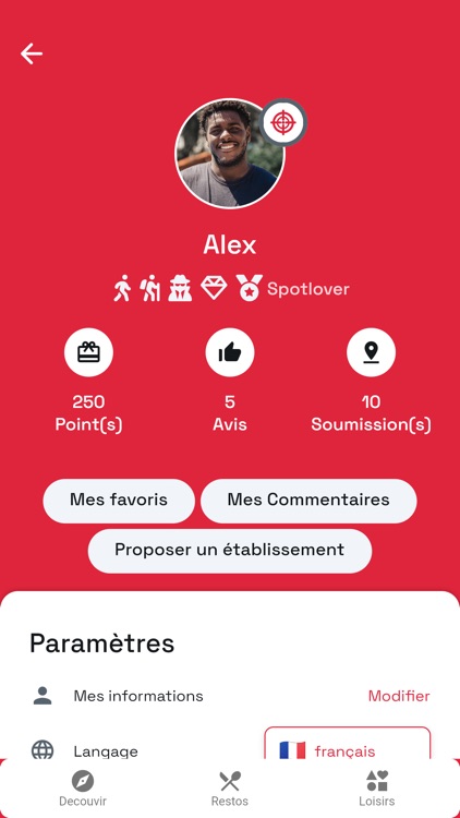 Spot: restaurants et loisirs