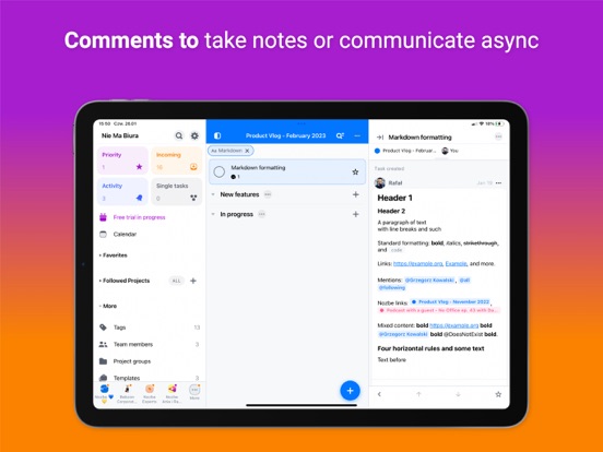 Nozbe iPad screenshot 5 - Business app