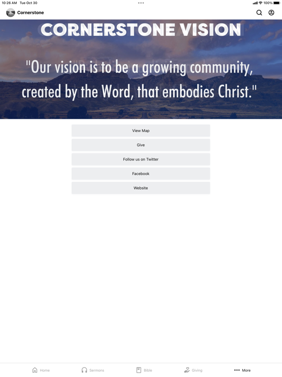 Cornerstone Church Casper iPad screenshot 3 - Education app