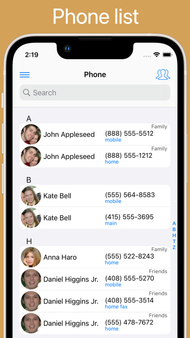 ContactsPro HX Screenshot