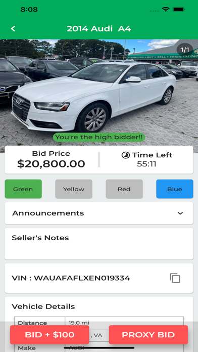 Green Light Auctions Screenshot