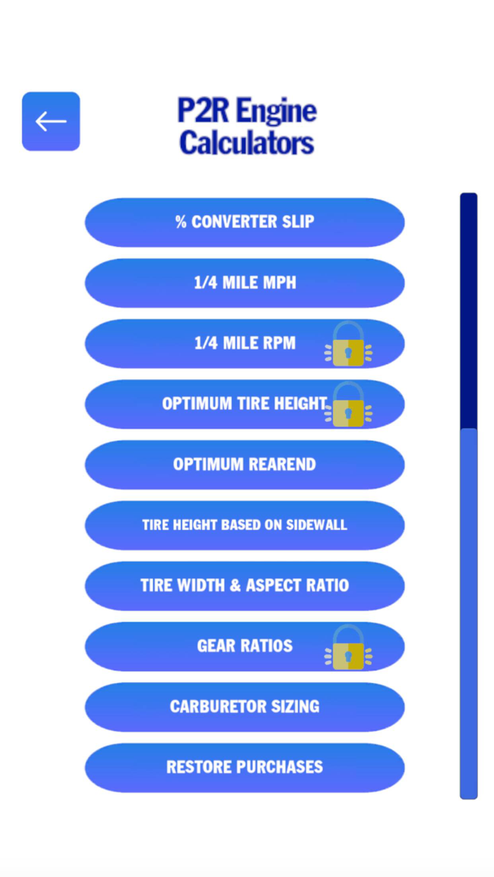 P2R Racing Calculators