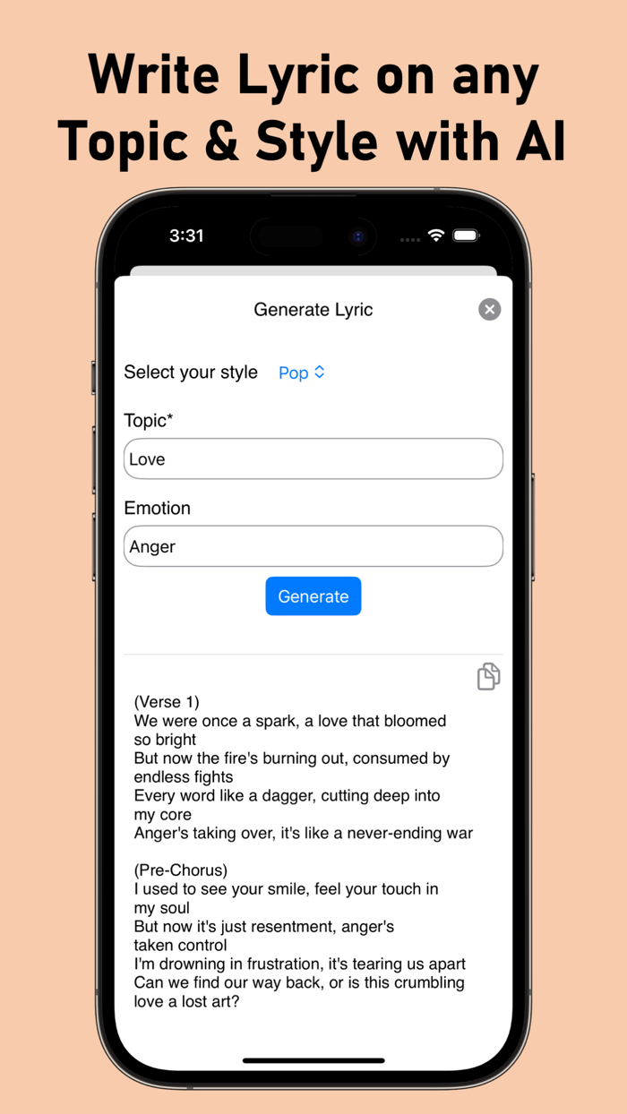 AI Lyric Generator Song Writer