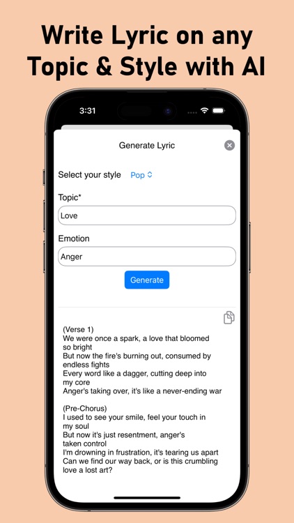 AI Lyric Generator Song Writer