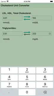 cholesterol unit converter iphone screenshot 1