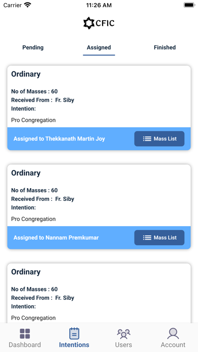CFIC-Mass Diary Screenshot